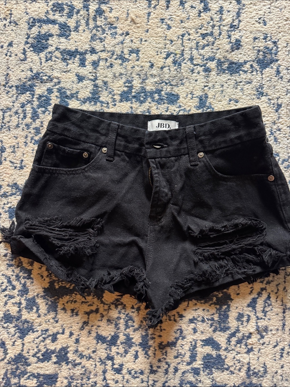 Black Distressed Denim Cutoff Shorts